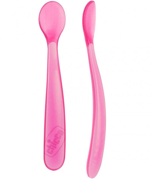 Chicco Softly Spoon 6M 2Pcs Pink