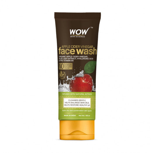 Wow Skin Science Apple Cider Vinegar Face Wash Tube, 100ml