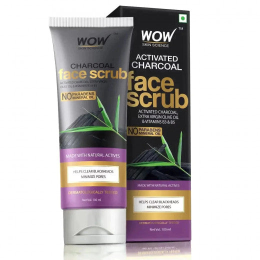 Wow Skin Science Activated Charcoal Face Scrub, 100ml