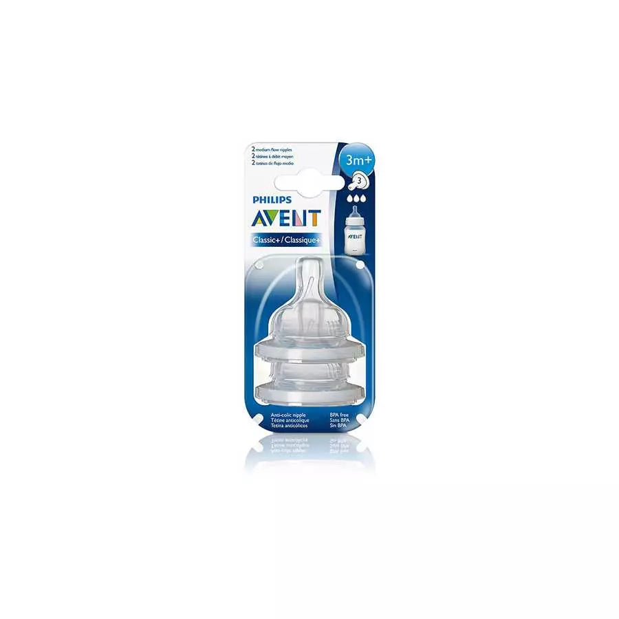 Avent Nipple Classic Pair 3M+