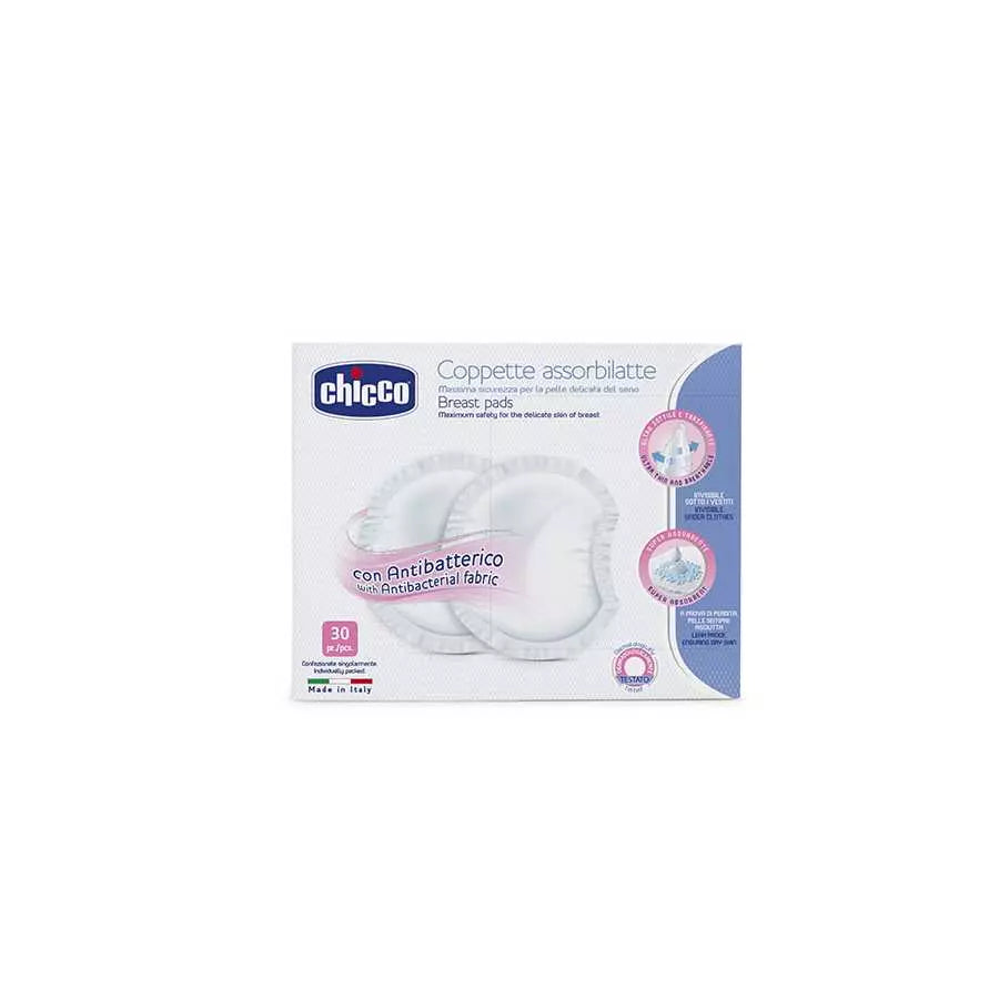 Chicco Antibacterial Breast Pads, 30 Pieces