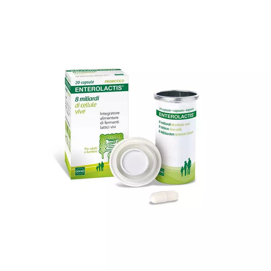 Enterolactis Probiotic Suppliment 8 Bilion, 20 Capsule