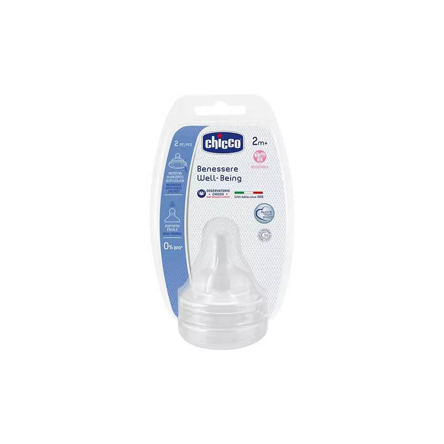 Chicco Well Being Silicone Teat 2 Pieces 2M+