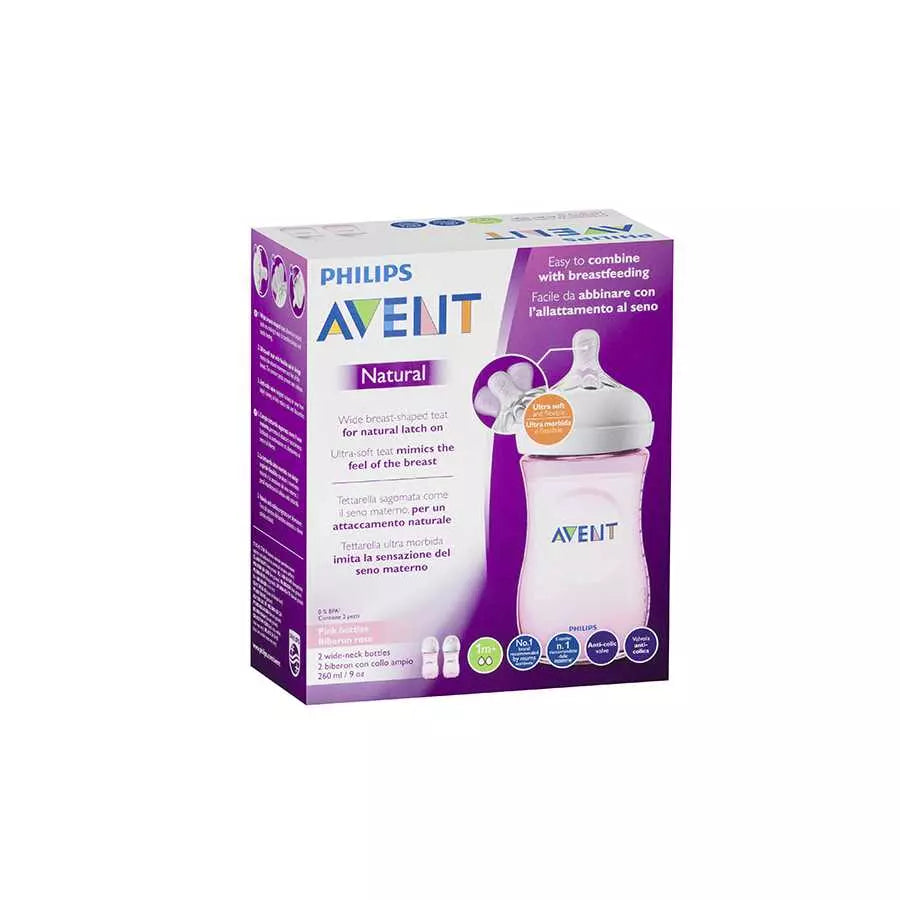 Avent Natural Bottle Pink 260Ml Tow Bottle