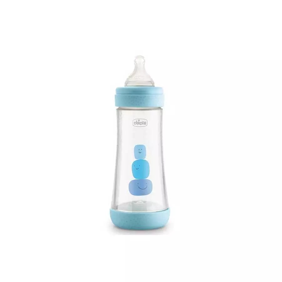 Chicco Perfect 5 Fast-Flow Bottle (Blue) 4M+, 330Ml