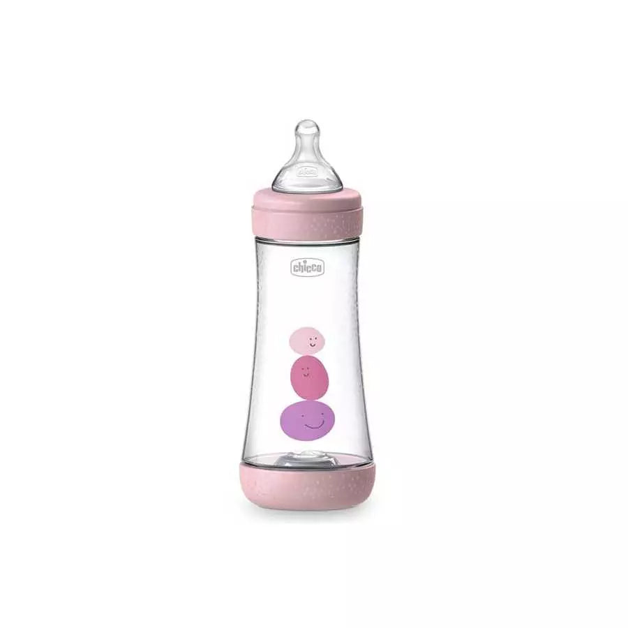 Chicco Perfect 5 Fast-Flow Bottle (Pink) 4M+, 330Ml