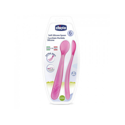 Chicco Softly Spoon 6M 2Pcs Pink