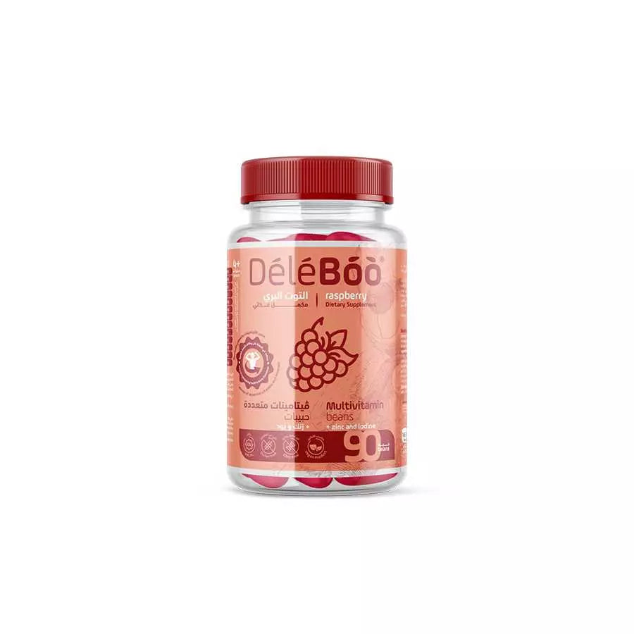 Deleboo Raspberry Multivitamin, Zinc And Iodine 90 Beans