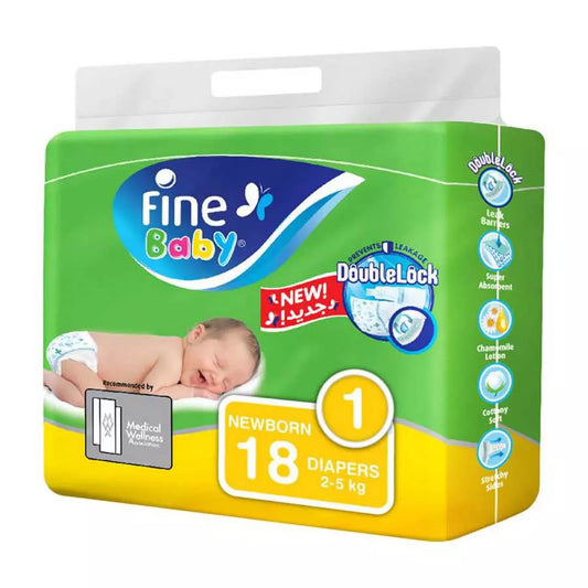 Fine Baby Diapers New Born 1, (2-5Kg), 18 Diaper