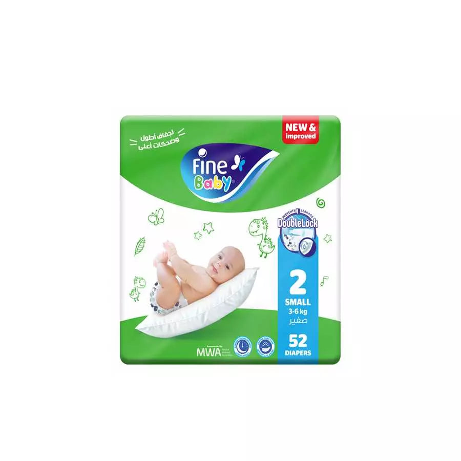 Fine Baby Diapers Small Size 2, (3-5Kg), 52 Diaper