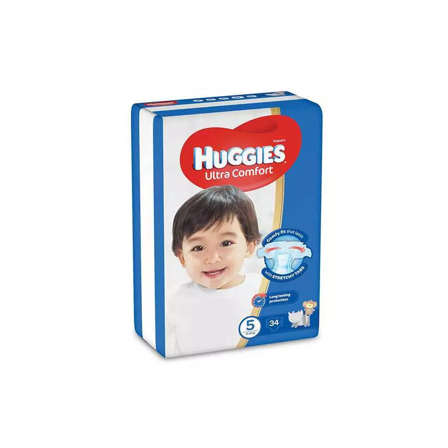 Huggies Diapers Size (5) 12-22 Kgs Jumbo 34 Diapers