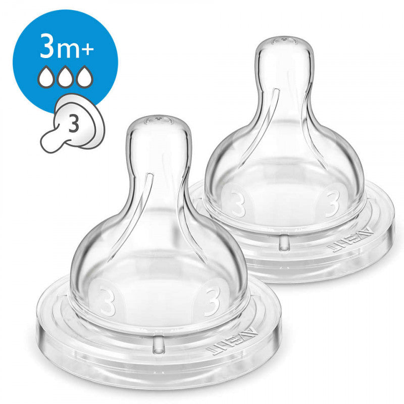 Avent Nipple Classic Anti-Colic Pair 3M+