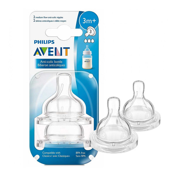 Avent Nipple Classic Anti-Colic Pair 3M+