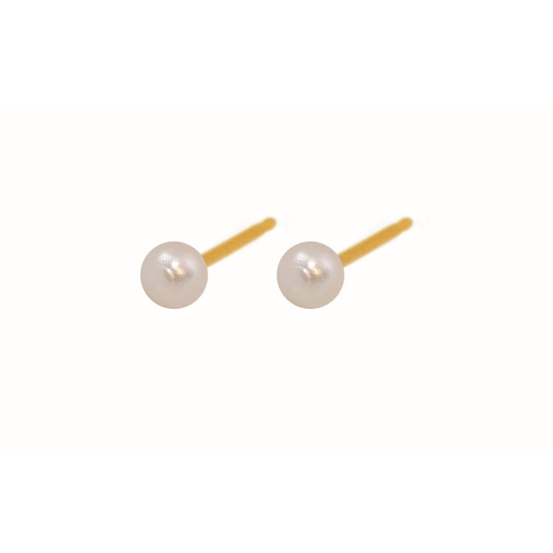 Fashion Sense Earrings G/P 3MM PEARL pair