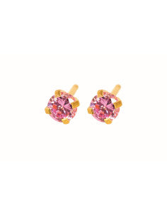 Fashion Sense Earrings G/P 4MM PINK CZ pair