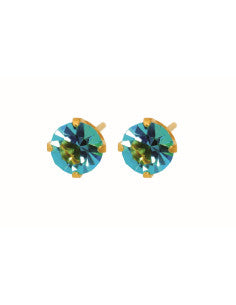 Fashion Sense Earrings G/P 5MM AQUAMARINE TIF pair