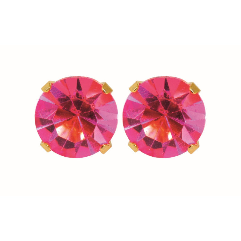 Fashion Sense Earrings G/P 8MM ROSE ZIRCON TIF pair