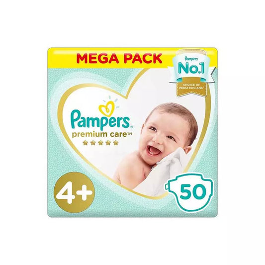بامبرز - حفاضات بريميوم مقاس (4+) 10-15 كجم 50 حفاضة
